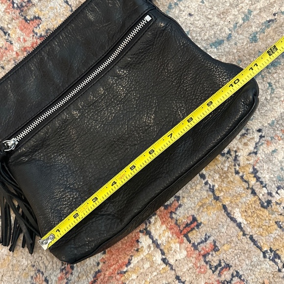 Margot pebbled black leather cross body with leather tassel w/silver hardware - Picture 8 of 14